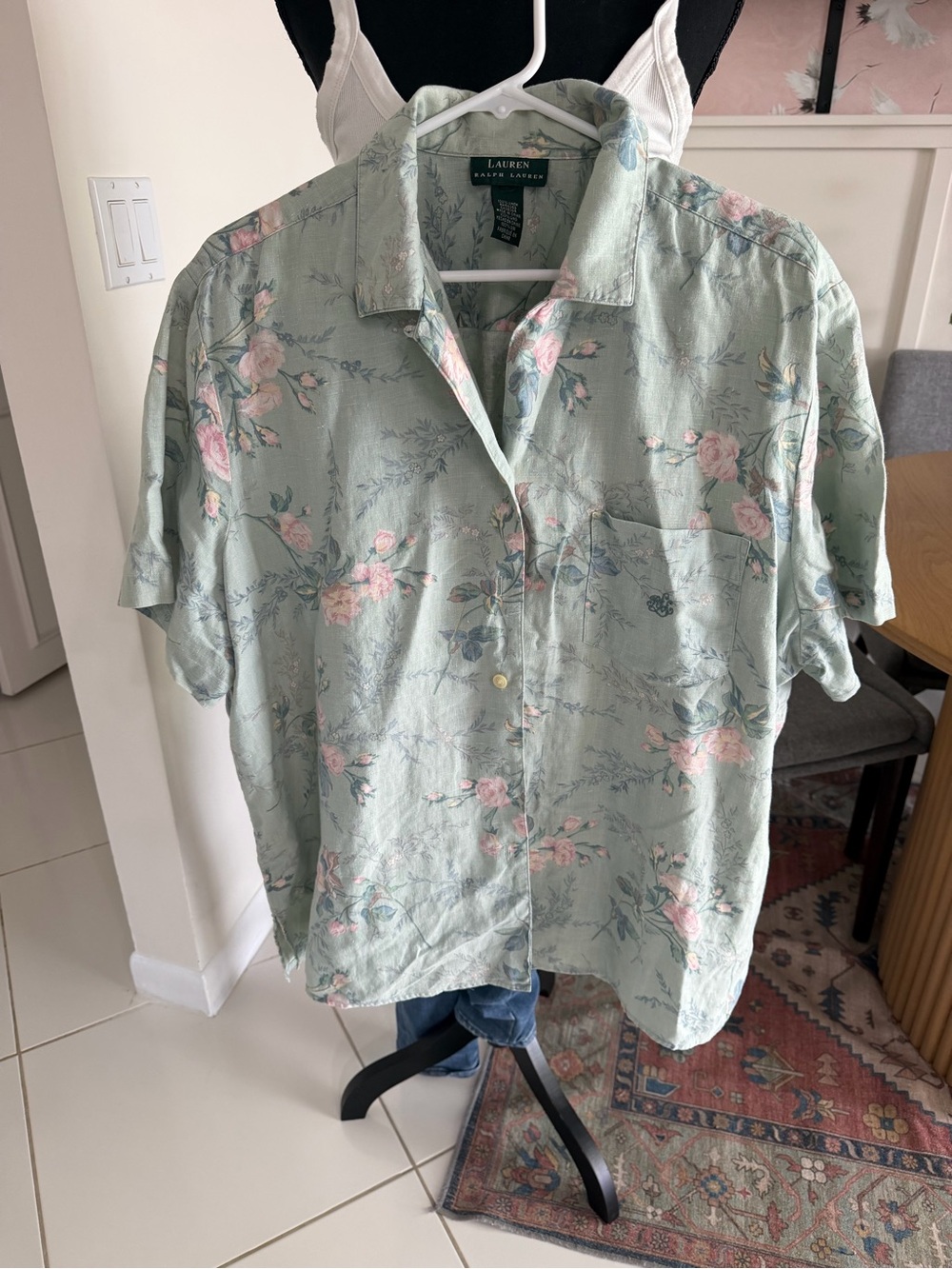 Lauren Ralph Lauren 100% Linen Floral Short Sleeve Button up Mens Size 2XL